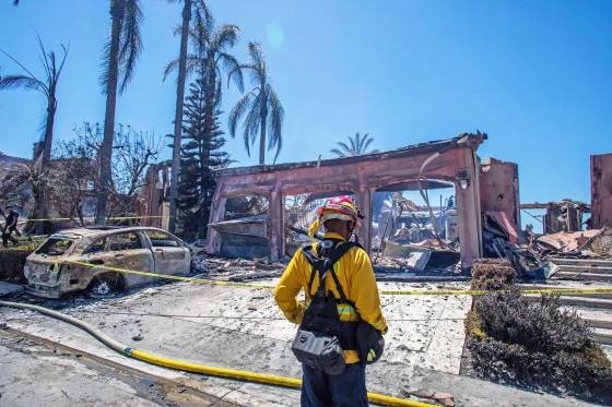 Wildfire races through upscale Southern California community