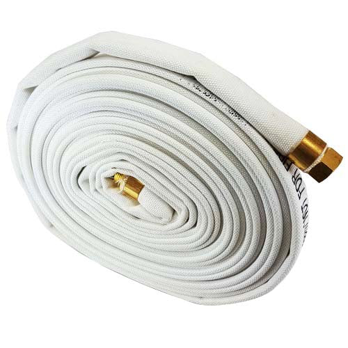 White 1" x 50' Double Jacket Mill Hose (3/4" GHT Couplings)