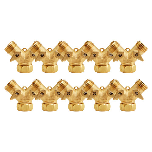 Brass GHT Inlet x (2) GHT Outlet (100-Pack)