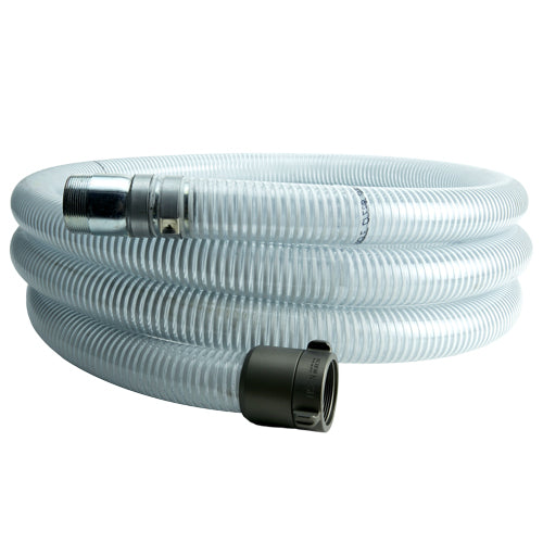 White - Clear 1 1/2" x 20' Thread / Thread Suction Hose (NPSH)