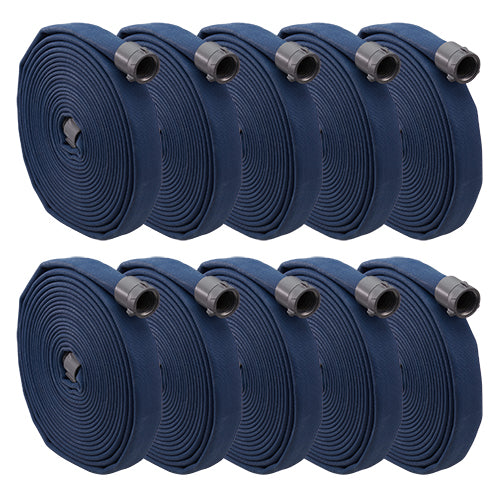 Key Fire Big 10 Blue 1 1/2" x 50' Double Jacket Fire Hose (10 Pack)